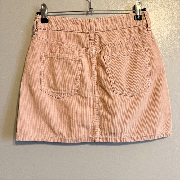 PacSun Corduroy Button Front Mini Skirt Pink Womens 24 - Picture 3 of 5